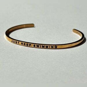 ‘Just Keep Swimming’ Nemo Mantraband Mantra Inspirational Bangle Cuff Bracelet